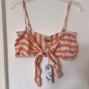 Show Me Your Mumu Womens Kenny Scarf Top Dreamsicle Strip Size S BNWT